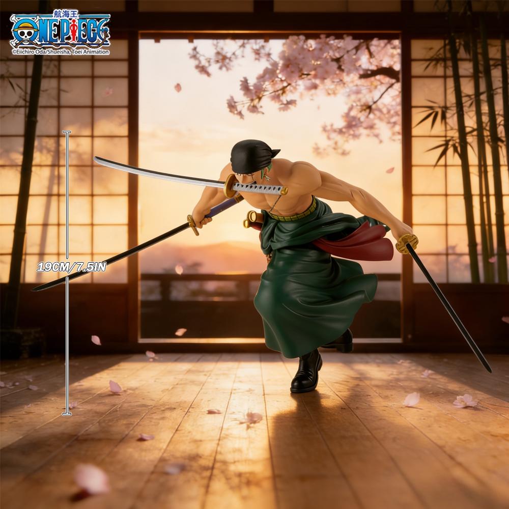 

1 шт. Официальная фигурка-экшен One Piece Зоро в стиле трех мечей - Аниме-украшение Коллекционная фигурка Идеально подходит для праздничных подарков
