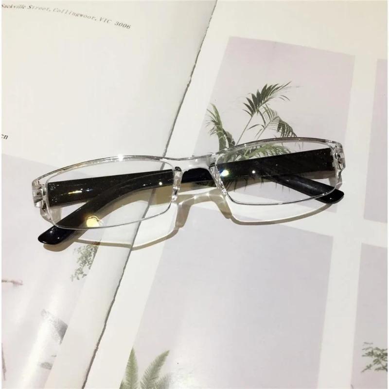 Ultralight Transparent Resin Lens Plastic Colorful Red Leg Mirror Eyewear Reading Glasses Men Women Rimless Presbyopic Glasses