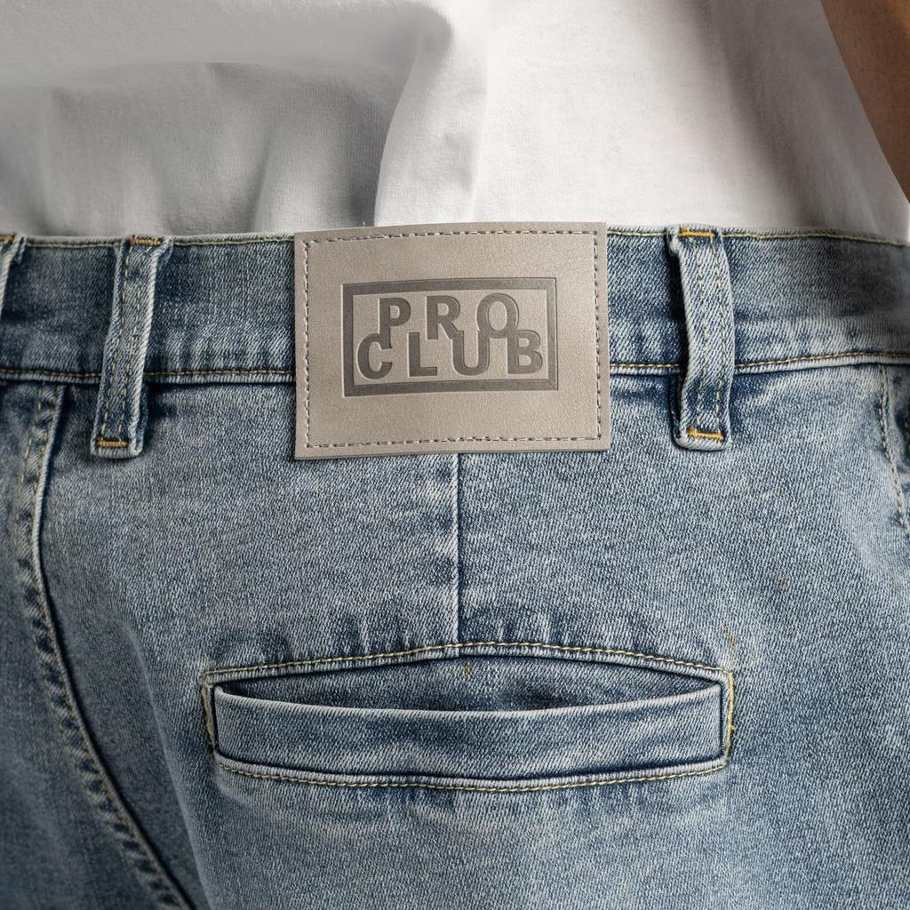 Pro Club Zwaar Gewicht Relaxte Pasvorm Denim Cargo Broek Licht Steen (Maat 32, Wassen)