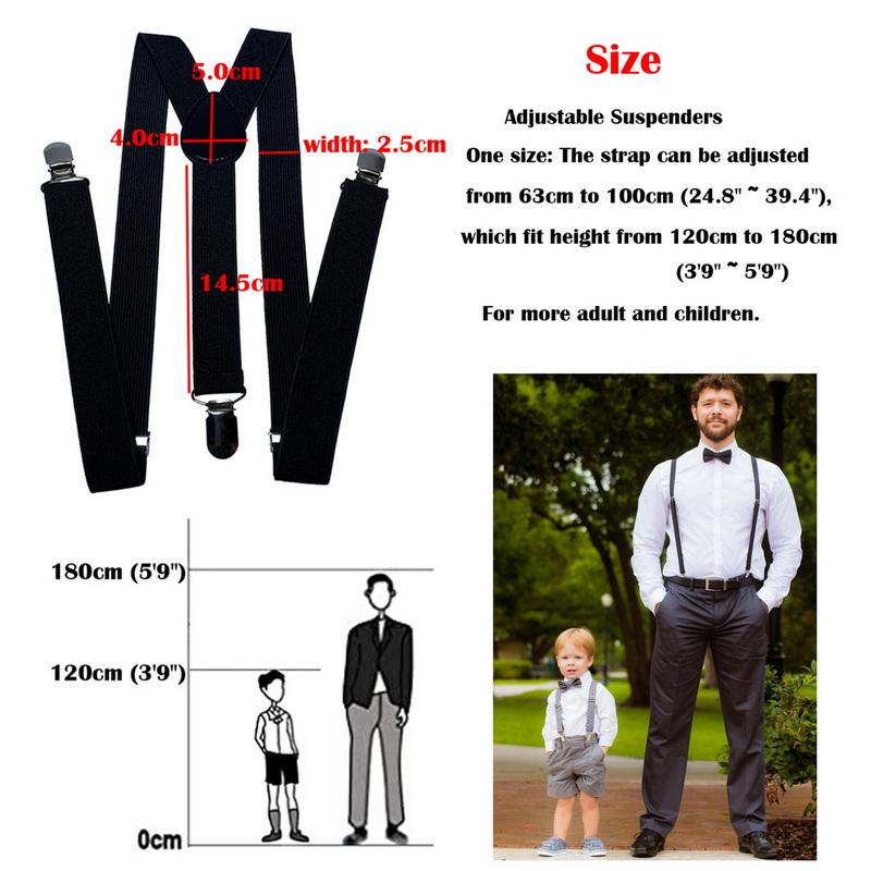 Ensemble classique de bretelles et nœud papillon, bretelles élastiques réglables en Y de 2,5 cm de large avec 3 clips, nœud papillon tissé pré-noué de 12 cm, taille unique pour hommes et femmes