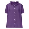 Summer Stand Collar Button Decoration Pure Color Short-sleeved Women's T-shirts