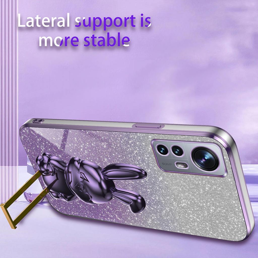 For Xiaomi 12 Lite 5G Anti-fall PC+TPU Lovely Rabbit Cell Phone Pull-out Kickstand Case