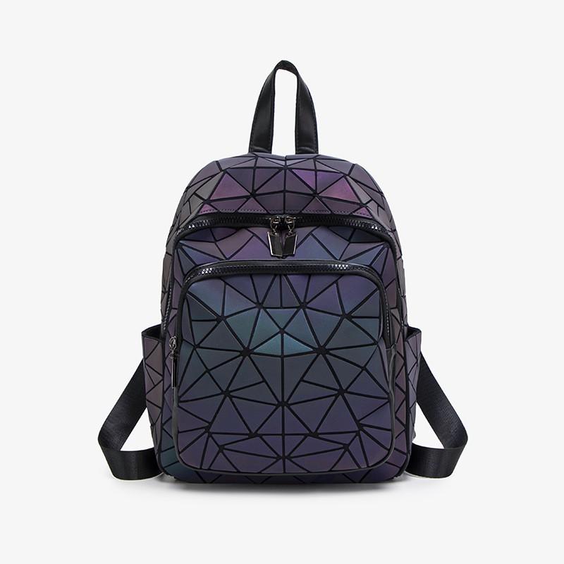Womens Geometric Quilted Backpack With Reflective