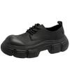 Black Thick Sole Casual Genuine Leather Dress Shoes Men Platform Heighten Japan Harajuku Korean Streetwear Fashion Shoes Man
