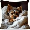 Cute Yorkshire Terrier Pillow Cover Realistic Dog Print Cozy Puppy Cushion Case For Sofa Bed Couch Pet Lover Home Decor