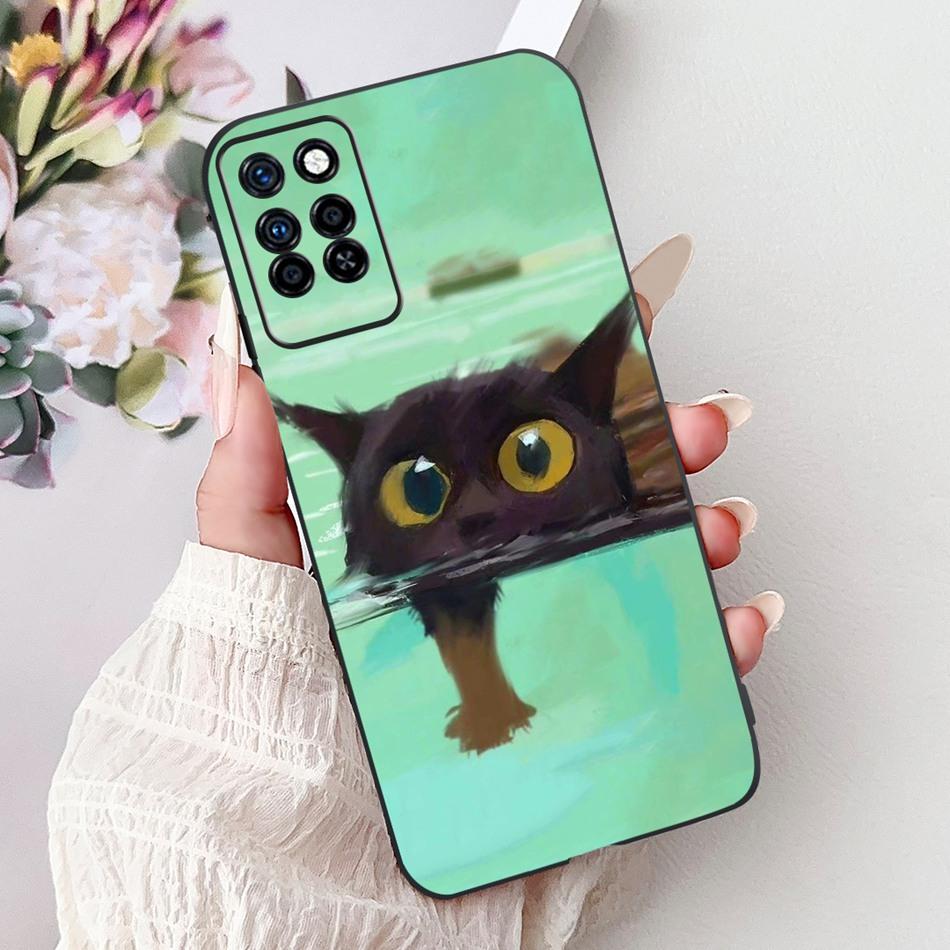 For Infinix Note 10 Pro Note10 Elegant Butterfly Cat Printed Phone Case For Infinix Note 10 10Pro NFC Black Silicone Soft Cases