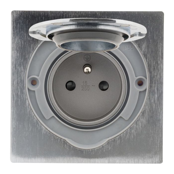 Prise de sol 16a 2p+t finition alu brossé - ip55 simple - zenitech