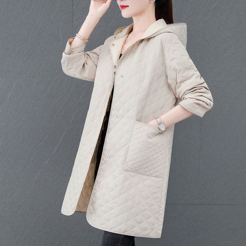Spring Autumn Retro Comfort Versatile Rhombic Lattice Ligh Cotton Loose Women Parkas Down Cotton Jacket Warm Coat Female