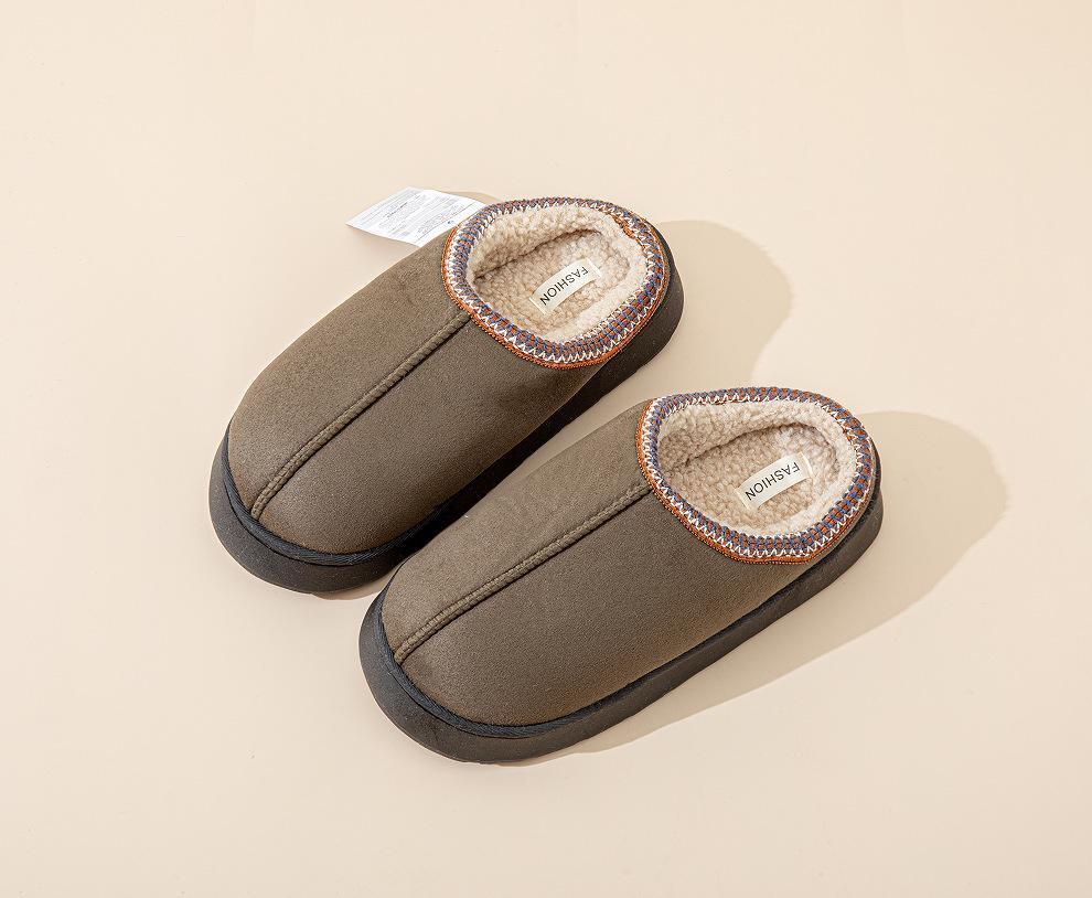 2024 Women's Solid Color Imitation Suede Velvet Home Slippers - Thick, Non-Slip, Lightweight & Warm