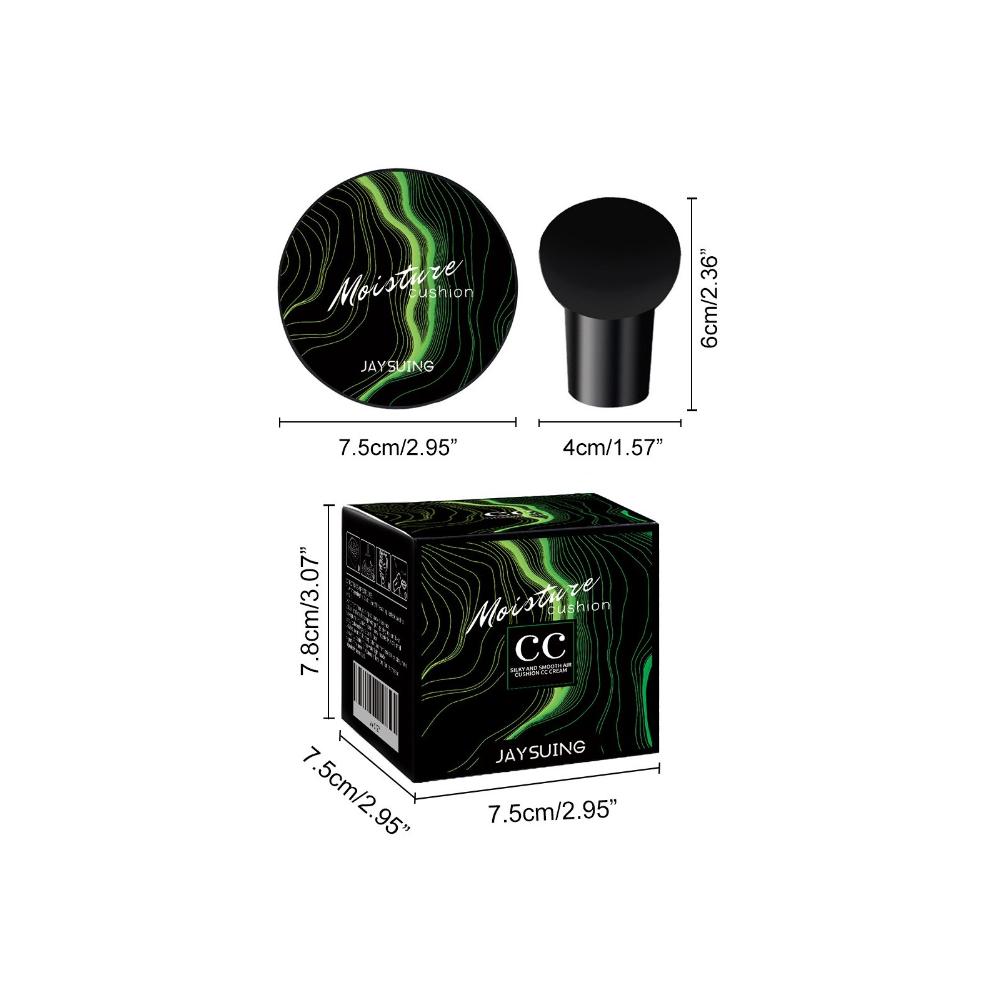 Jaysuing Mushroom Head Air Cushion CC Cream, Moisturizing Foundation Makeup with Mushroom Powder Puff, Full Coverage Concealer, Natural Nude Make Up