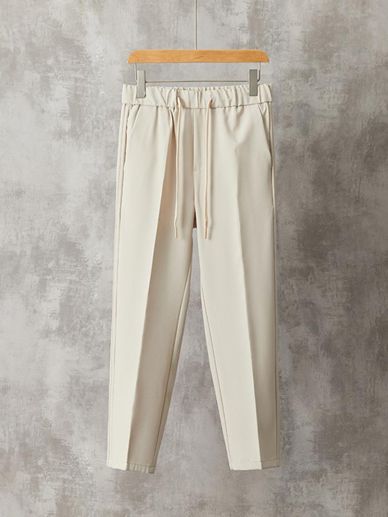 Spring and summer new casual trousers men's Korean version drop feeling boys nine-point suit pants fashion tether suit pants