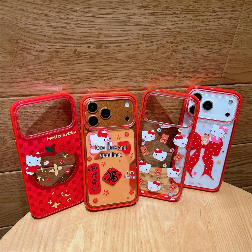 Red Hello Kitty Cartoon Anti-Fall Phone Case for iPhone 14/13/12/11 PRO/MAX