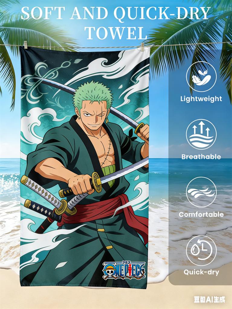 One Piece Monkey D. Luffy Beach Towel, Anime Fans Exclusive Limited Edition Pirate Themed Bath Towel for Beach, Pool & Bathroom
