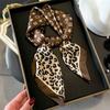 New Leopard Print Temperament Silk Scarf Light Luxury Versatile Decorative Scarf Women's Small Square Scarf 71cm Imitation Silk Scarf Shawl