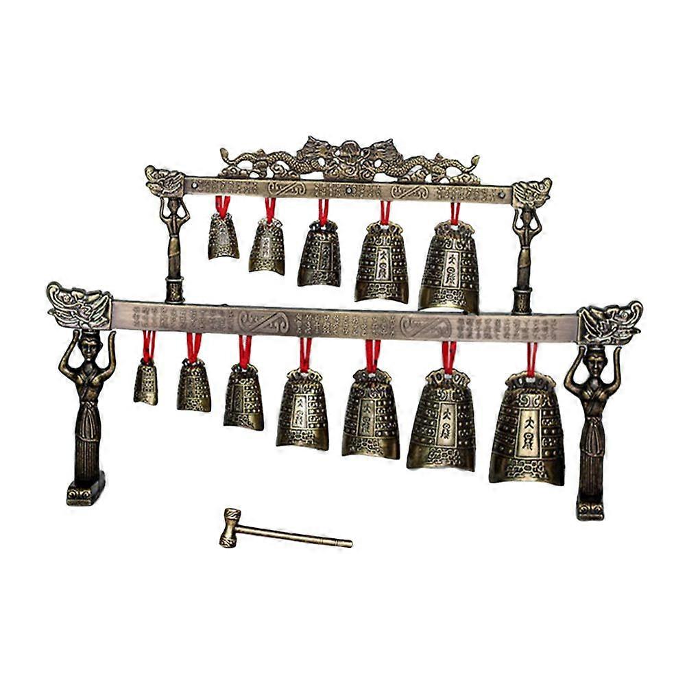 

Mini Double Layers Archaize Bronze Famous Ancient Chinese Percussion Folk Artificial Instrument Souvenir Gift Office Decoration- Oral Chime