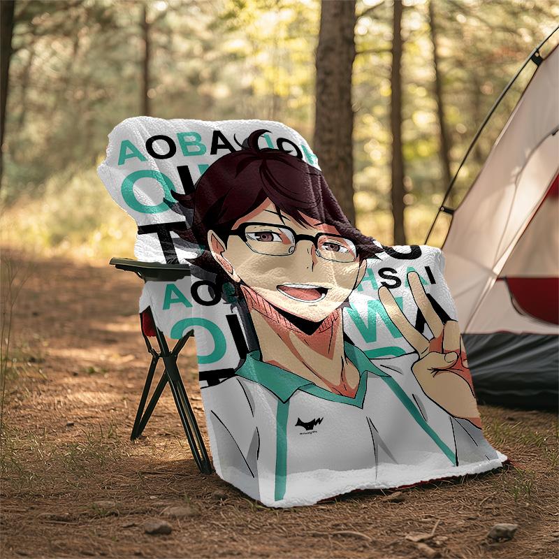 1pc Oikawa Tooru2 Theme Blanket - Digital Print, Polyester, Cozy for All Seasons, Perfect for Outdoor, Camping, and Travel