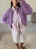 Cardigan da Donna in Lana Stile Pigro Lavorato a Maglia Girocollo Largo Giacca Corta Morbida Maglione a Manica Lunga, Beige