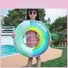 Adult Inflatable Rainbow Swim Ring With Handle Sparkling Cloud Design 0.25mm Thick Pvc Striped Pattern Available In Various Sizes