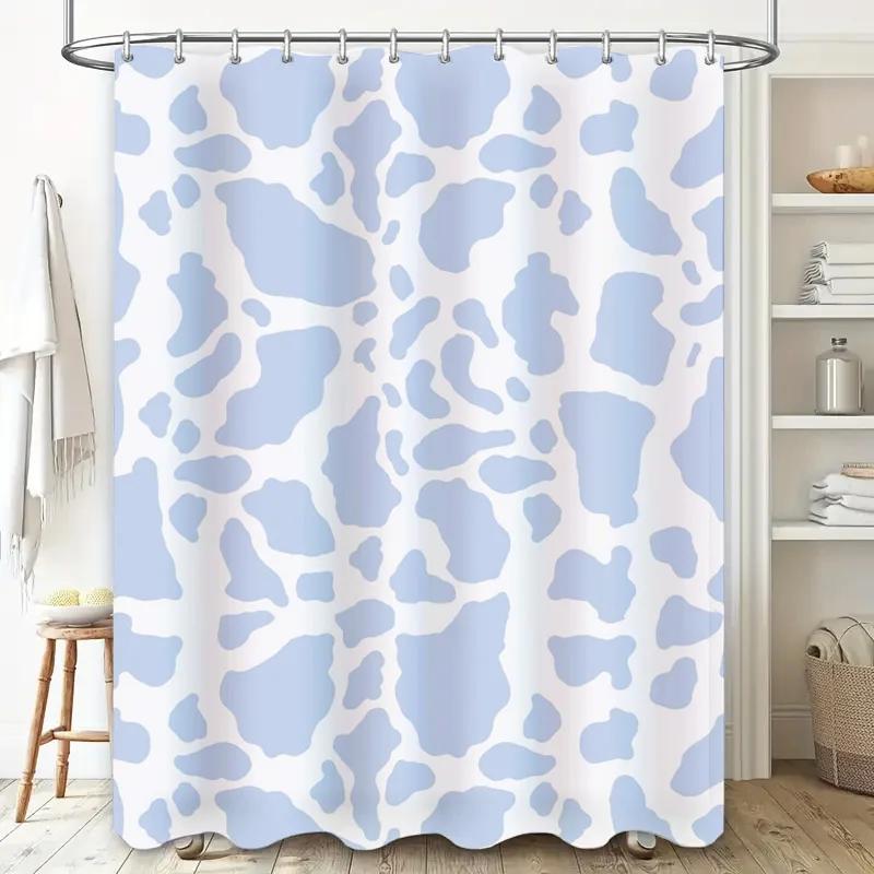 Moderner Blauer Weißer Tierprint Duschvorhang Wasserdicht Badezimmer Dekoration Hausdekoration Für Badewanne