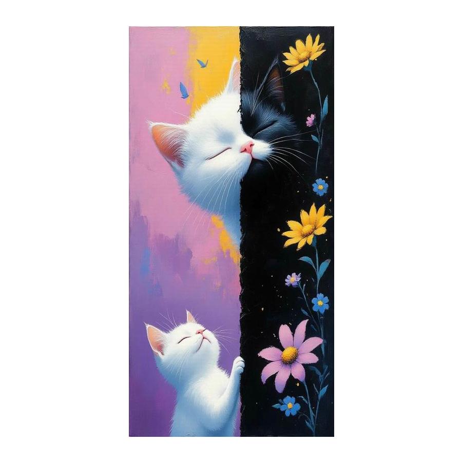 Black and White Cat Large Size Diamond Painting New Collection Pet Animals Diy Full Drill Rhinestone Embroidery Mosaic Cross Stitch Kits