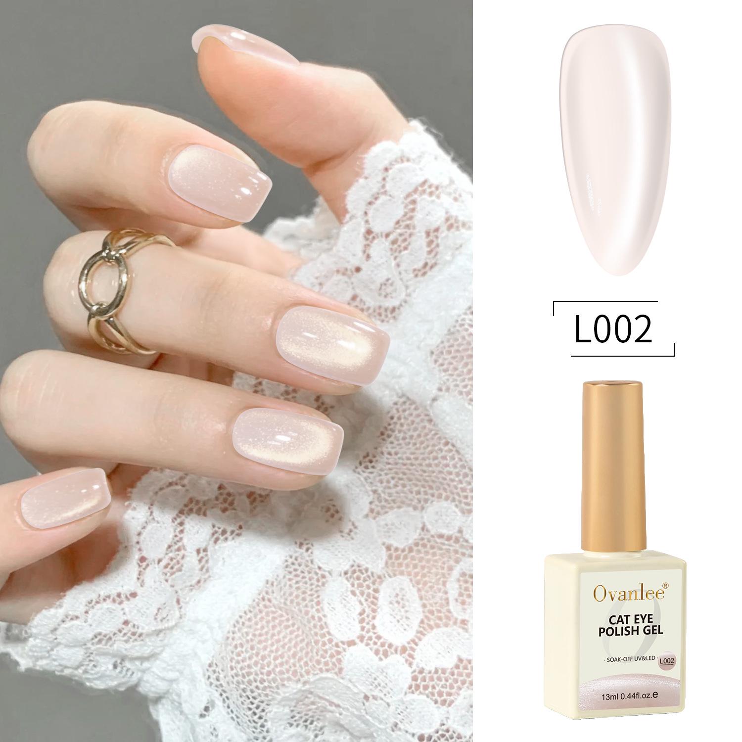 Ovanlee Spring Romantic Cat Eye Gel Polish with Fine Glitter in Porcelain White