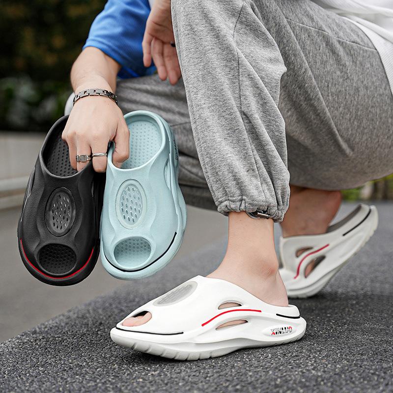 Fashion Kidmi Mens Flat Sandals Summer Holes Garden Shoes Outdoor Beach Sandals EVA Thick Sole Home Slippers Fashion Mens Clogs Slippers