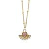 18 Karat vergoldete Titan-Tropfenhalskette mit rosa Naturstein