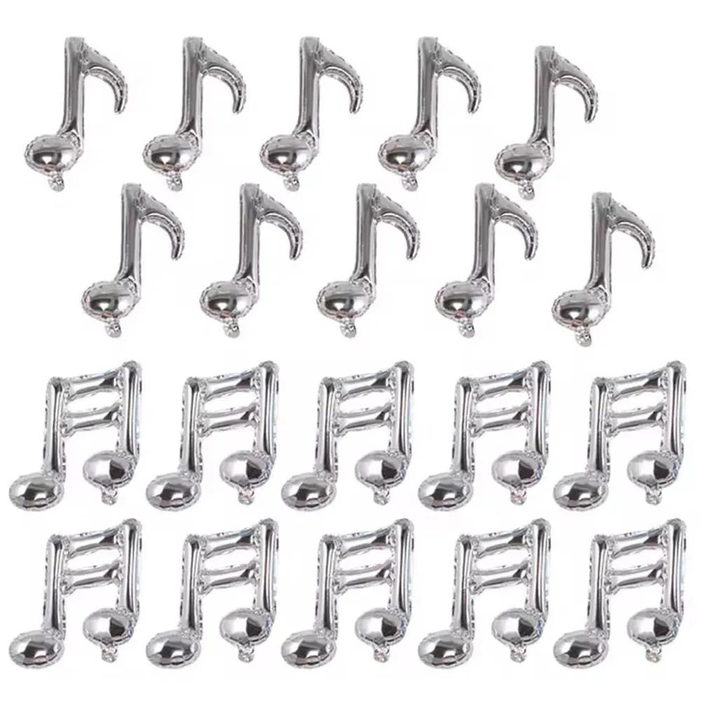 

20 шт. Серебряные шары-ноты Миларовые фольгированные шары для вечеринки на День рождения, концерт, группу, бар, сцену, вечеринку на музыкальную тематику Other