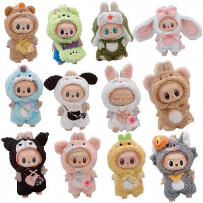 Vestiti per bambola Labubu di prima, seconda e terza generazione: Tutina di peluche da 17 cm per bambole Labubu da 10 cm, design carino da cartone animato
