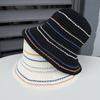 Spring and Summer New Hollow Knitted Bucket Hat Women's Face Small Color Striped Fashion Basin Hat Casual Bucket Hat