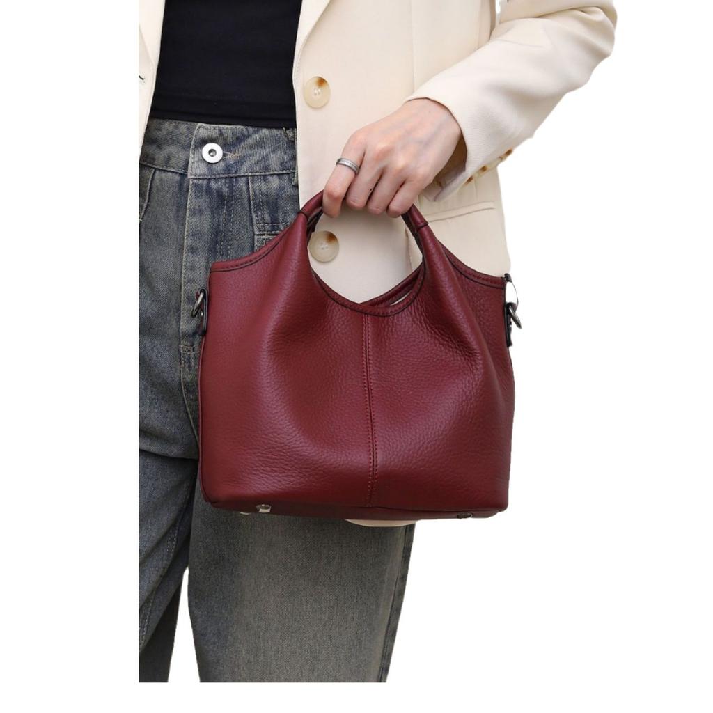 Cowhide Square Bag Crossbody Horizontal Shell Bag Popular Fashion Niche Women Single Shoulder Practical Soft Hand