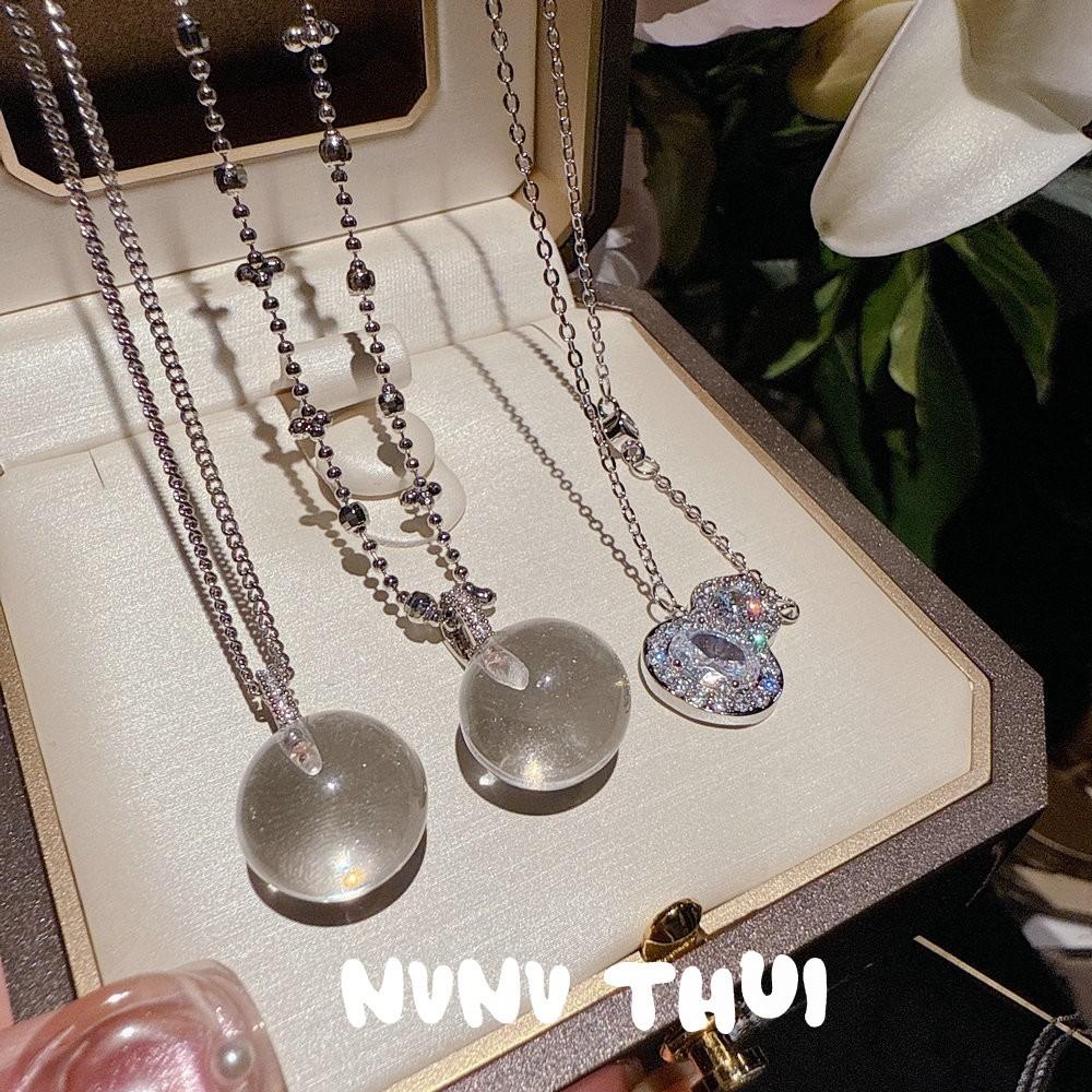 Flower Silk Color, Fairy Chain 7A Natural White Crystal Small Light Bulb Pendant Necklace, New Chinese Gourd Flash Diamond Neck Chain