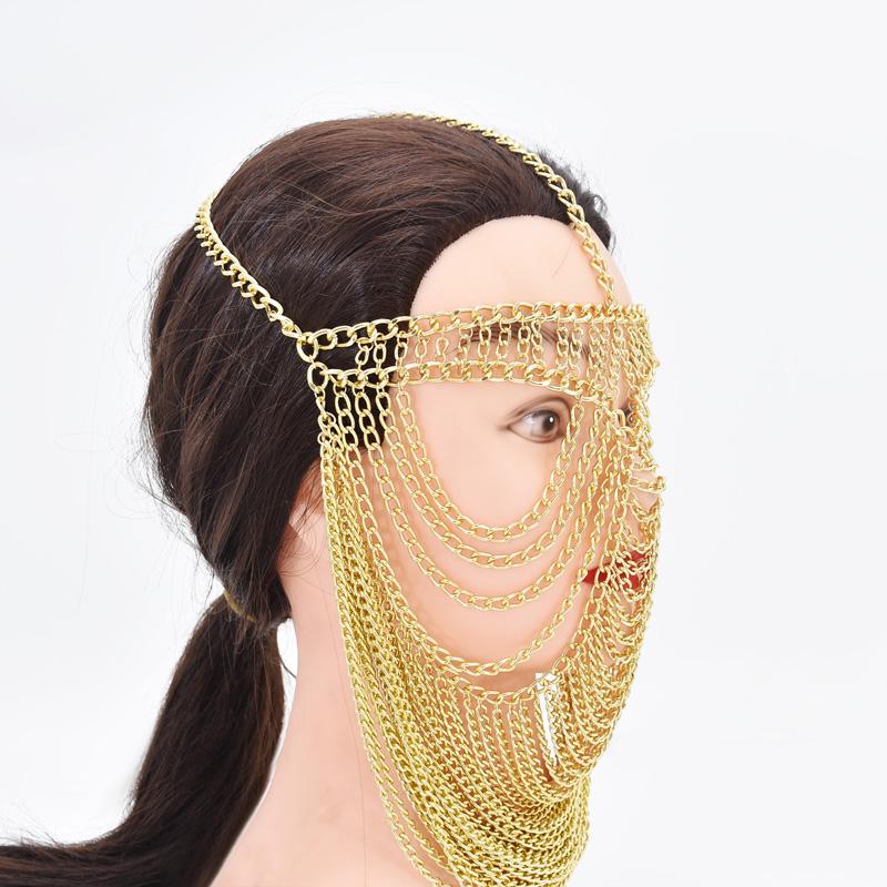 Masquerade Mask Party Alloy Jewelry Stage Costume Performance Costume Metal Face Chain Jewelry