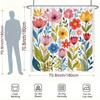 1pc Floral Shower Curtain - Hand-Painted Flowers & Leaves, Polyester, 70.8x70.8", 12 Hooks, Washable