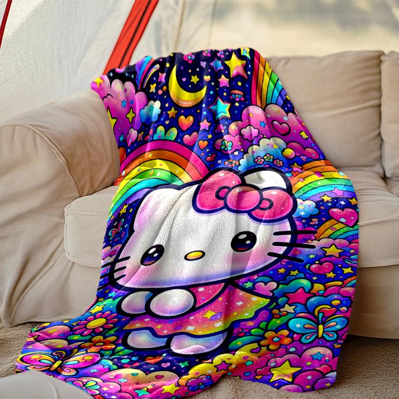 [1pc Hello Kitty Blanket] All-Season Blanket - Cozy Blanket for Sofa Couch Home Decoration, Digital Printed Nap Blanket