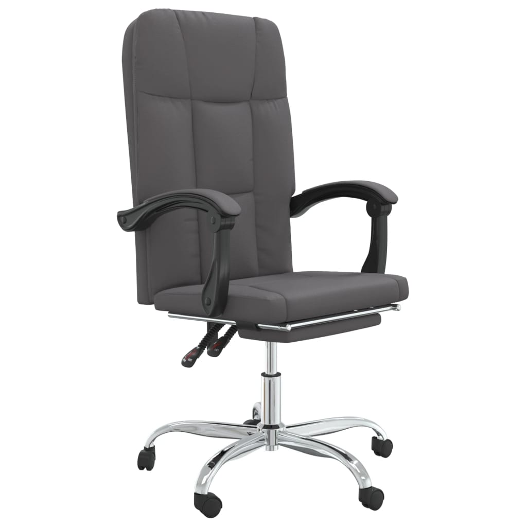 Office Chair with Reclining Function Grey Faux Leather
