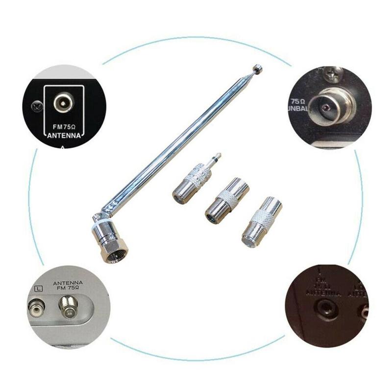 Stereo Receiver Amplifier Rod Antenna 3.5mm Adapter FM Radio Antenna Telescopic Screw F Type Male Plug Connector