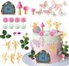 Fairy Cake Toppers Fairy Cake Decoration Pink Mushroom Door Butterfly Flower Cake Decoration Fairy Garden Topper for Fairy Party
