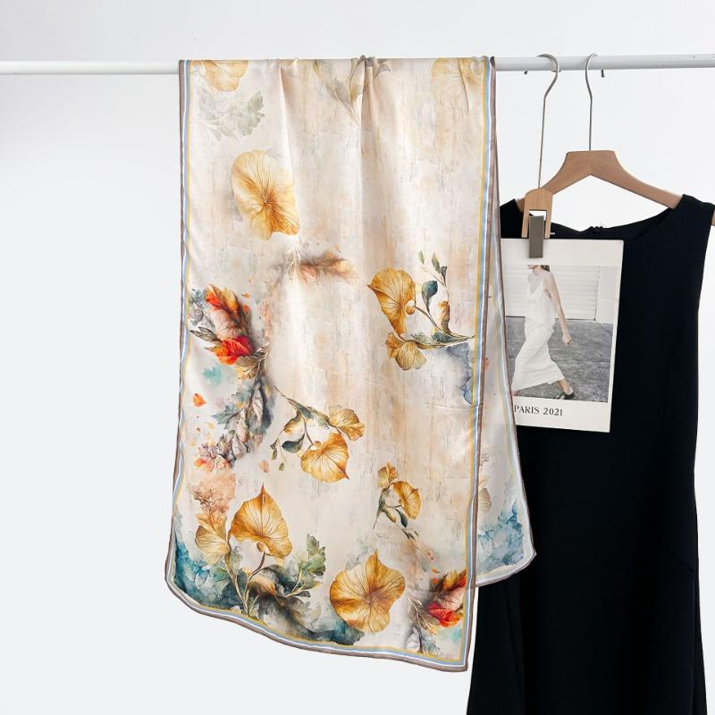 Spring and Autumn New 100 Mulberry Silk Long Scarf Women's Elegant Atmospheric Silk Shawl Versatile High-end Silk Scarf