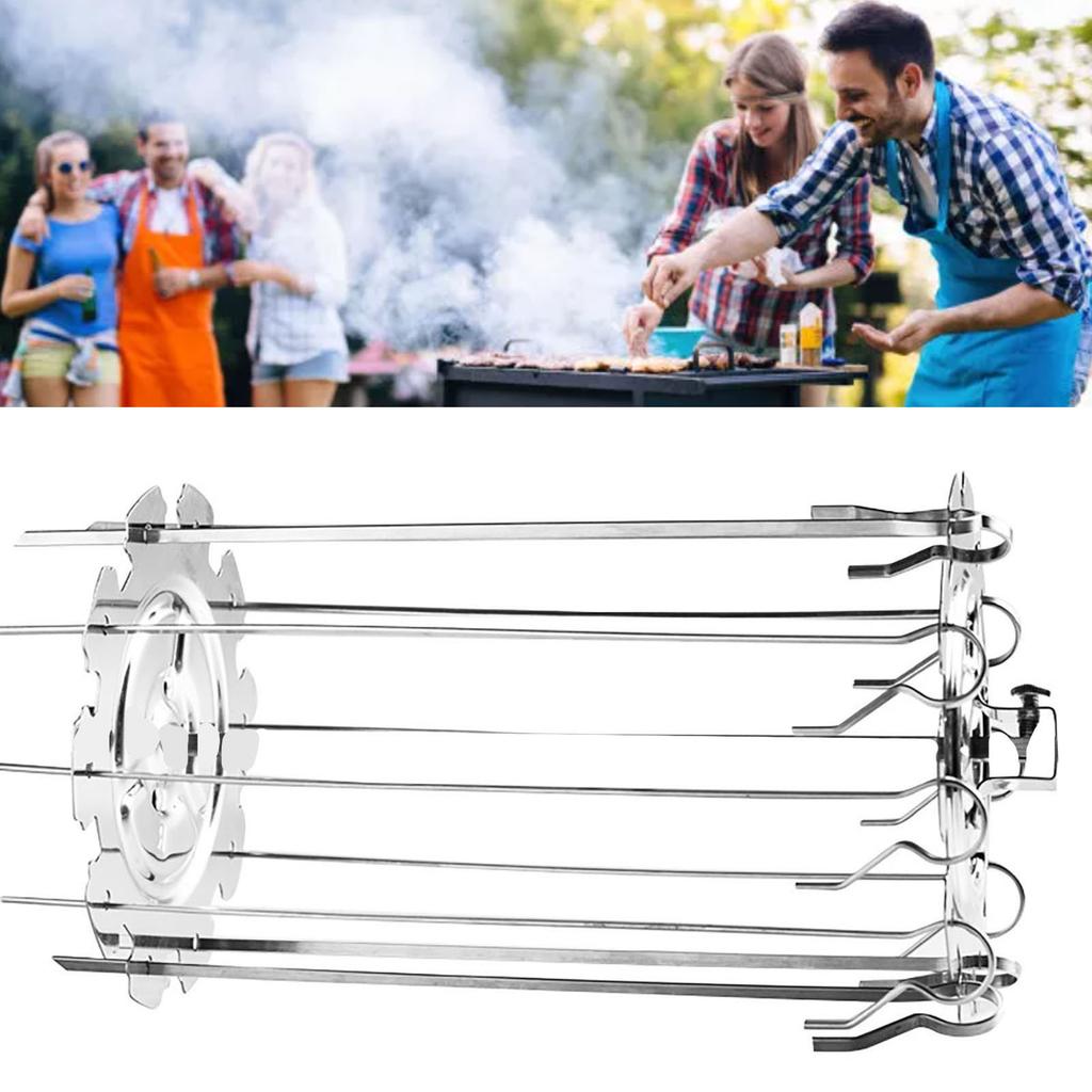 BBQ Roaster Rotisserie Skewers Needle Cage Oven Kebab Grill Stainless Steel Barbecue Tools for Electric Oven