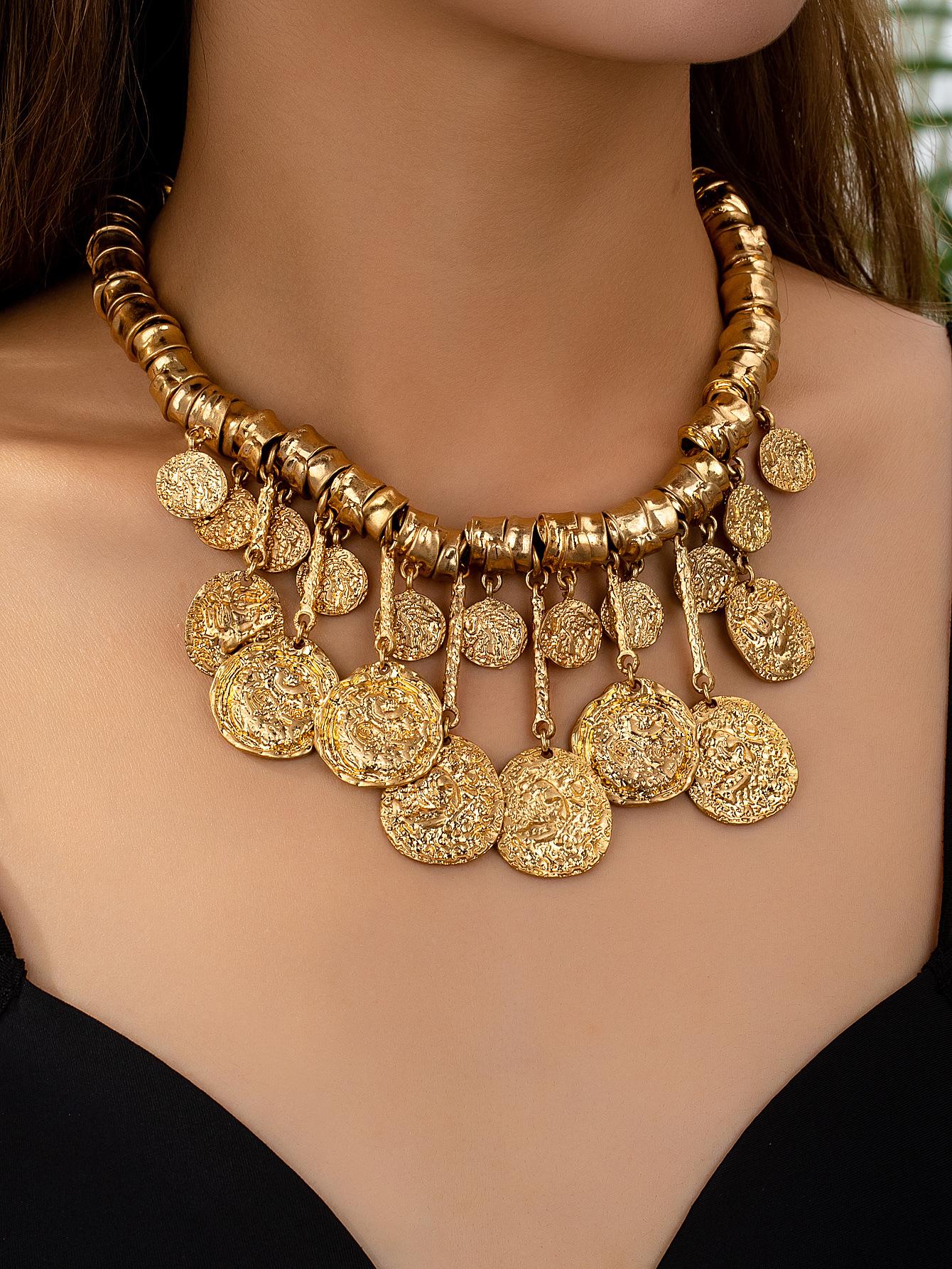 

ZA cross-border new European and American retro tassel irregular collarbone chain high sense fashion temperament versatile trend necklace золотой