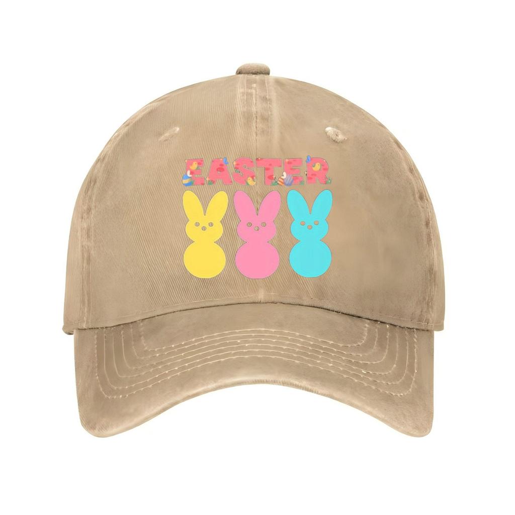 Easter Peeps Bunny Baseball Cap Distressed Cotton Casual Adjustable Hat for Unisex Adults