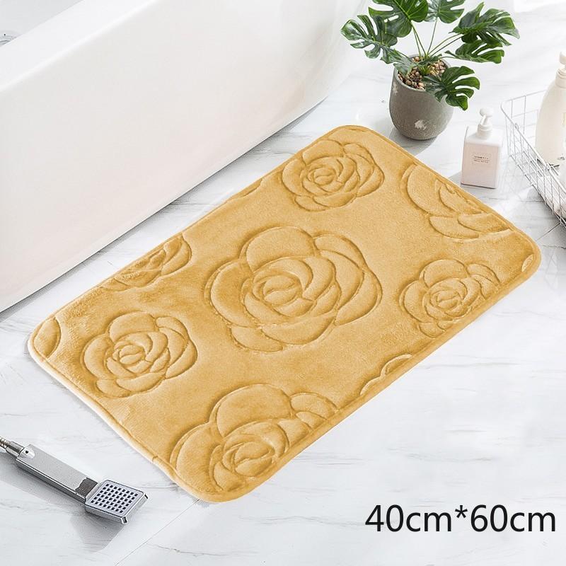 Tappetino da bagno con rose in rilievo Tappetino da bagno antiscivolo nel lavabo Vasca da bagno Tappeto da pavimento laterale Doccia Zerbino Memory Foam 3D Pad