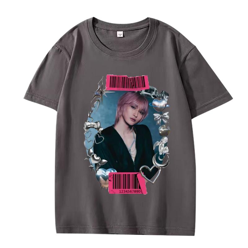 K-pop Seonghwa ATEEZ T-shirt män kvinnor Oversized 100% Bomull mode streetwear kortärmad Sommar tryck grafik Unisex toppar