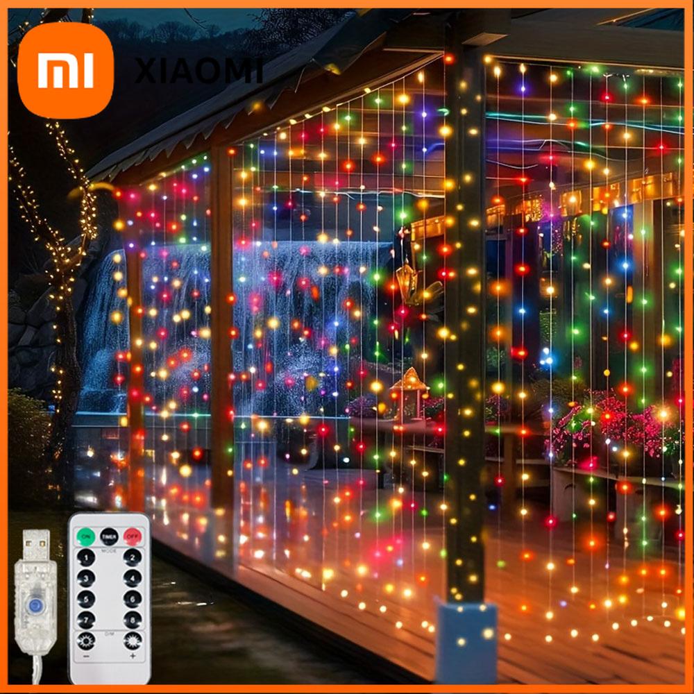 Xiaomi Remote Fairy Lights USB Curtain LED String Lights EID Mubarak Bedroom Wedding Valentine's Day Ramadan Home Decoration 2026