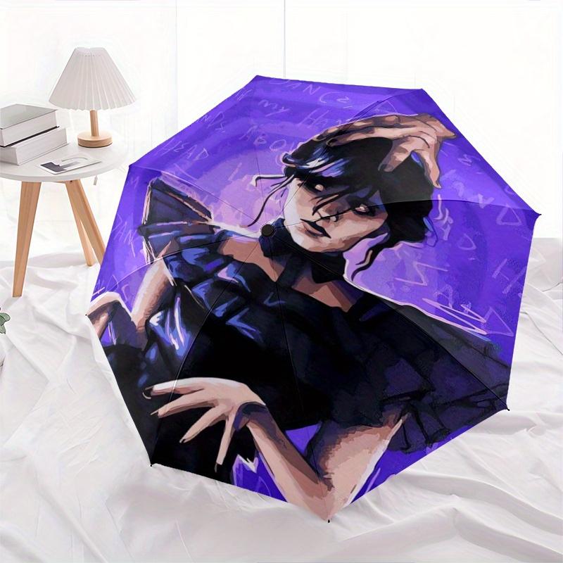 Addams Wednesday Automatic Open/CloseUmbrella-CuteUmbrella with Cute Design, Portable 3-Fold Compact Umbrella for Men & Women, Valentine's Day Mother'