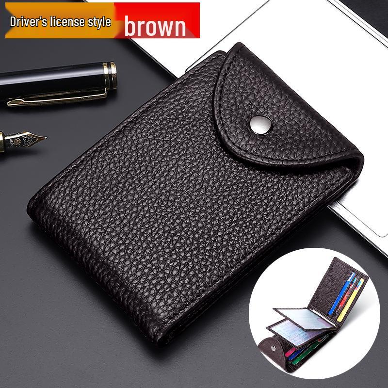 Genuine Leather Bi-Fold Wallet & Multifunctional Driver's License Holder with ID Slots & Card Sleeves