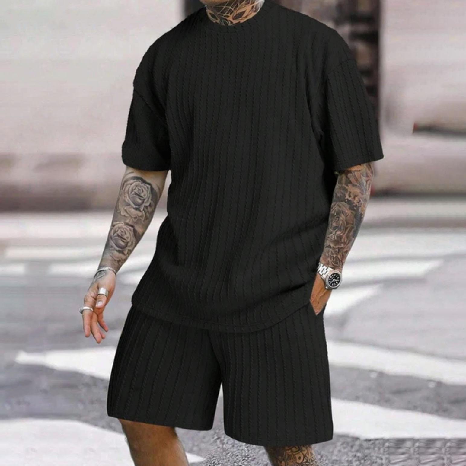 

Летний мужской повседневный вязаный костюм