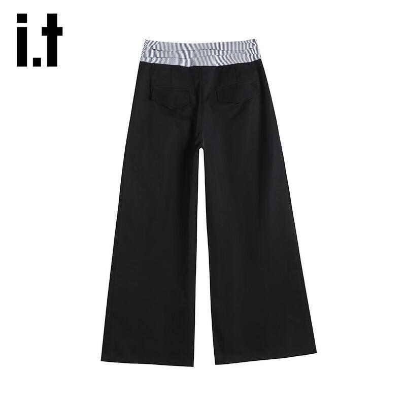 Izzue It Women's High-Waist Patchwork Wide-Leg Trousers