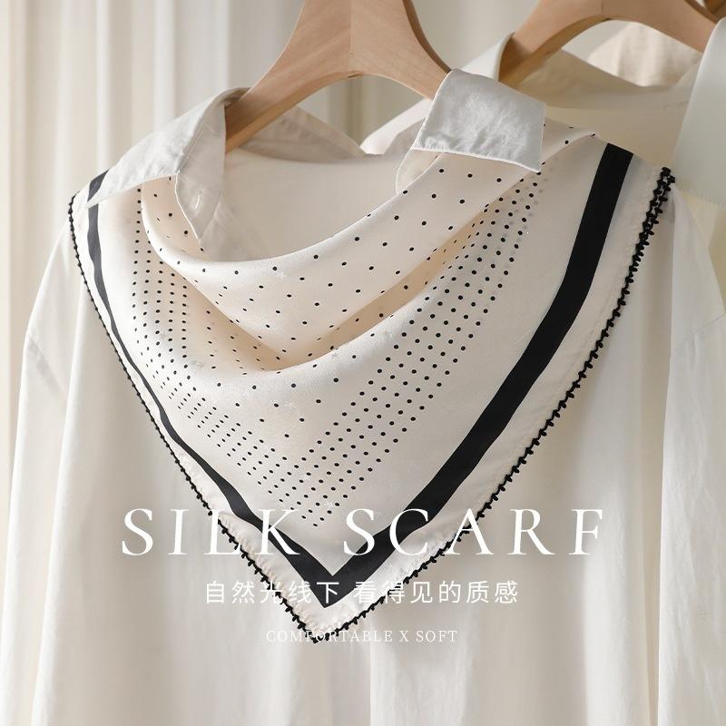 16 Mmi Jacquard 111 Mulberry Silk Small Square Scarf Women's Summer Thin Silk Scarf with White Shirt Silk Scarf